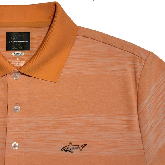 (2) Greg Norman for Tasso Elba Play Dry Polo Blue Tangerine Shark Logo Golf - Picture 8 of 11